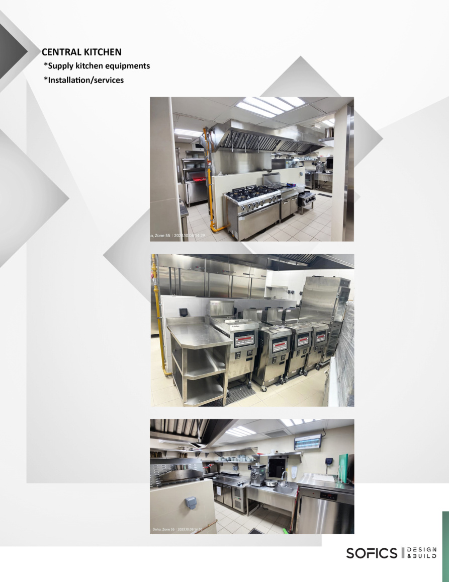 Central kitchen equipment and installation
